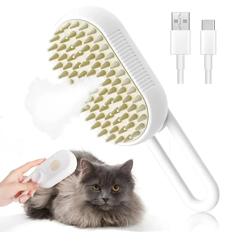 3in1 Pet Steam Spray Grooming Brush for Dogs Cats