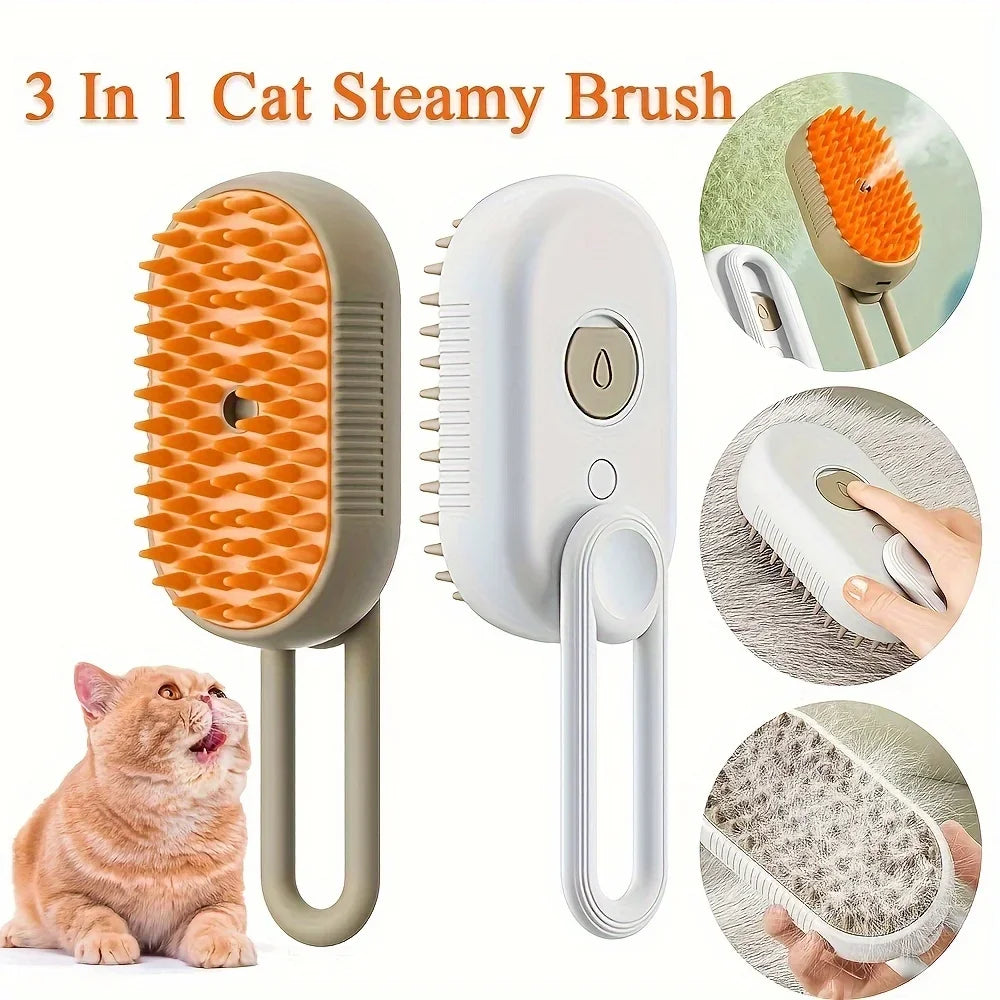 3in1 Pet Steam Spray Grooming Brush for Dogs Cats