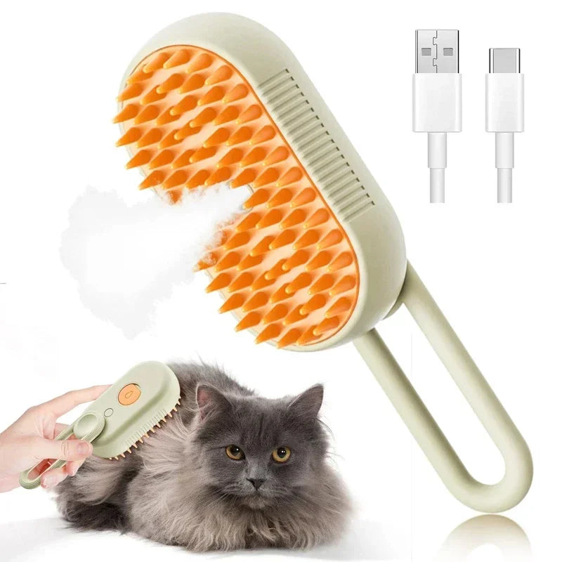 3in1 Pet Steam Spray Grooming Brush for Dogs Cats