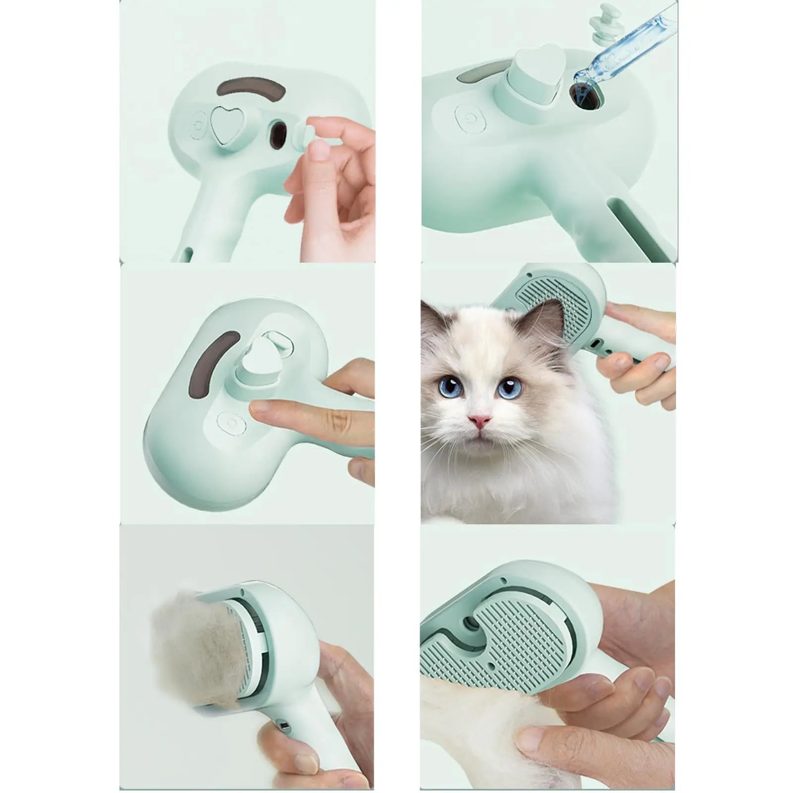 3in1 Pet Steam Spray Grooming Brush for Dogs Cats