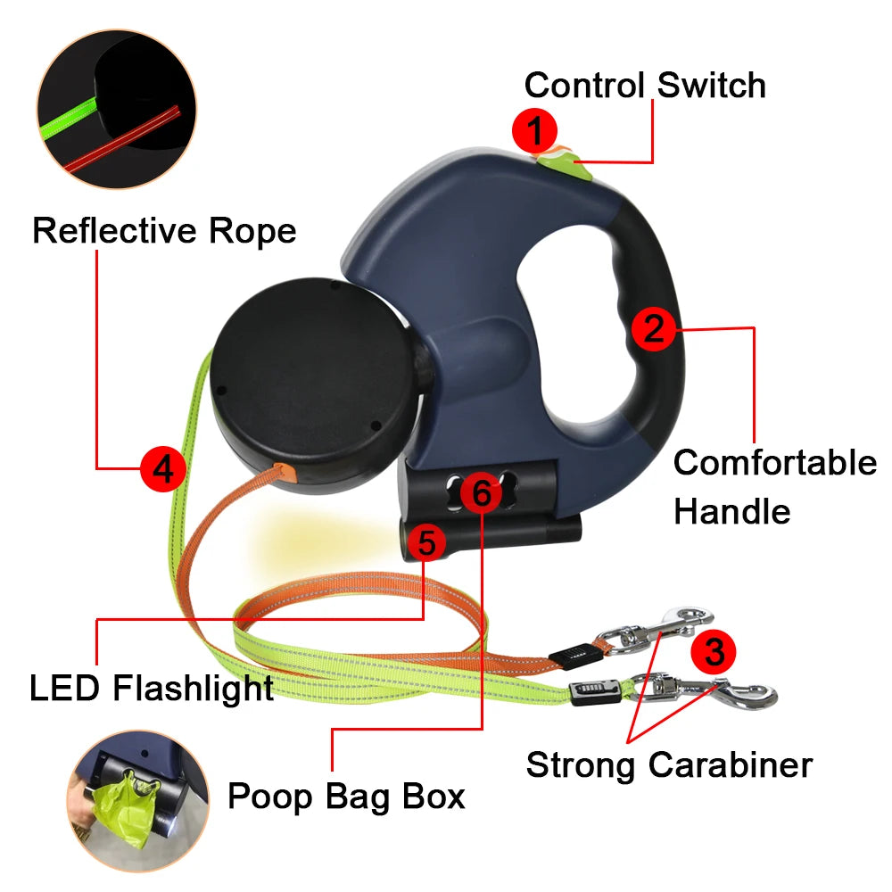 360° Tangle-Free Double Dog Walking Leash
