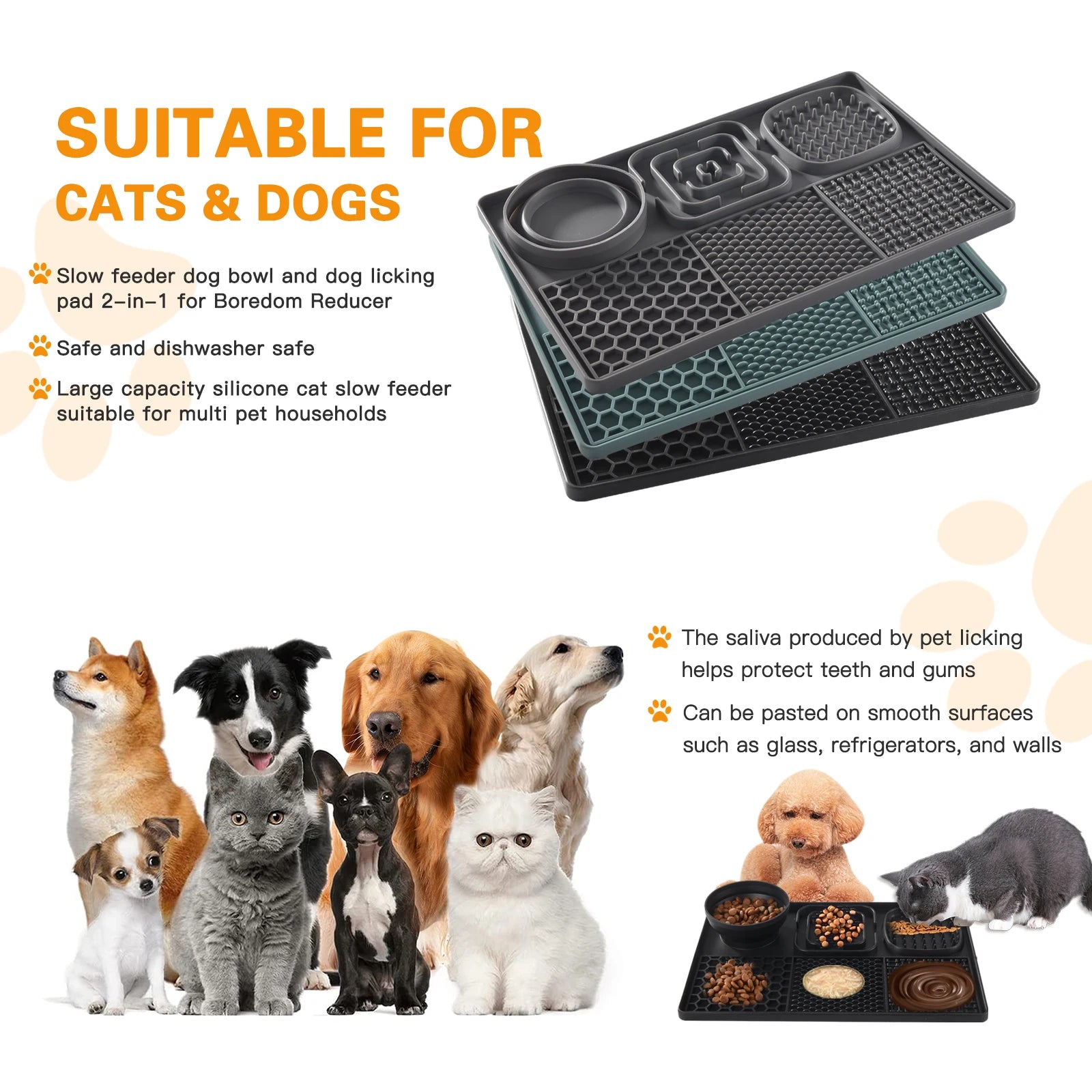 Slow feeder Silicone dog licking pad