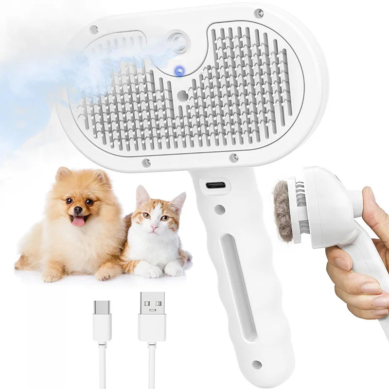 3in1 Pet Steam Spray Grooming Brush for Dogs Cats