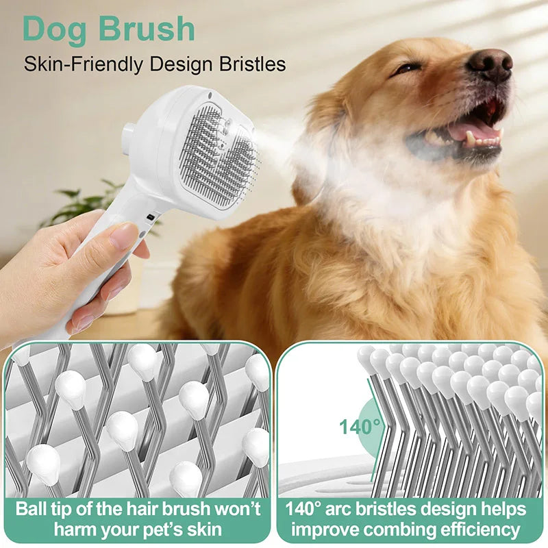 3in1 Pet Steam Spray Grooming Brush for Dogs Cats