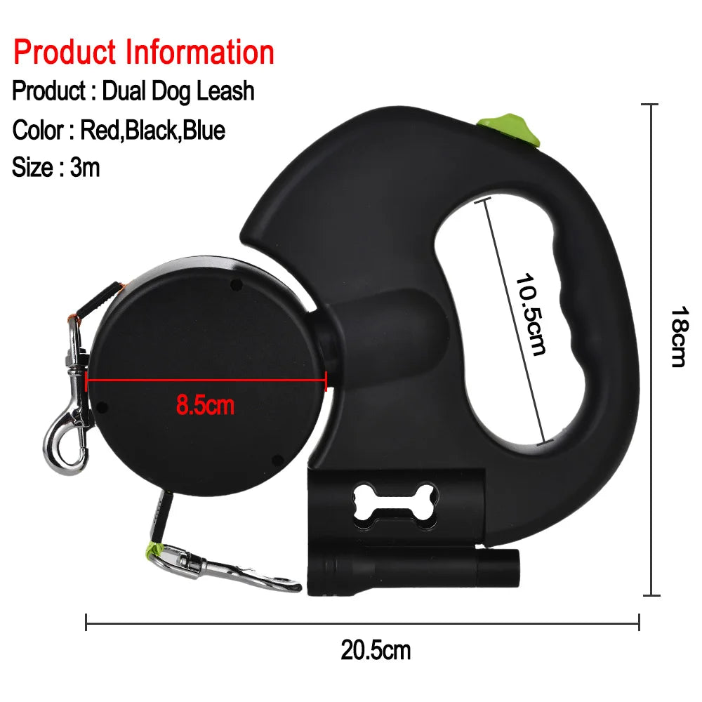 360° Tangle-Free Double Dog Walking Leash